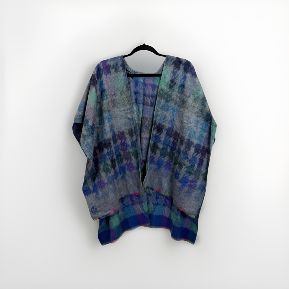 NEW CASHMINK Draped Shawl Wrap w/‎ Fringe Detail - OSFM - Multicolor